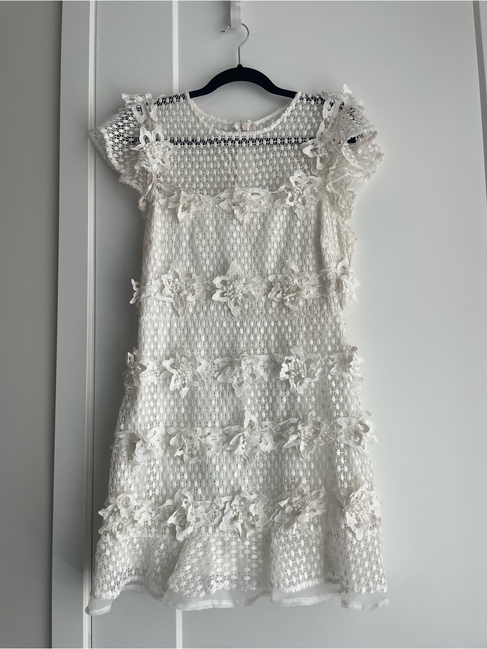 Just Me White Floral Crochet Shift Dress